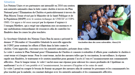 Factsheet choléra 2016 Haiti